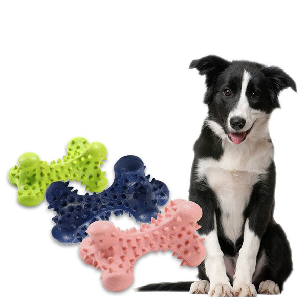 Natural rubber dog chew bone, front view