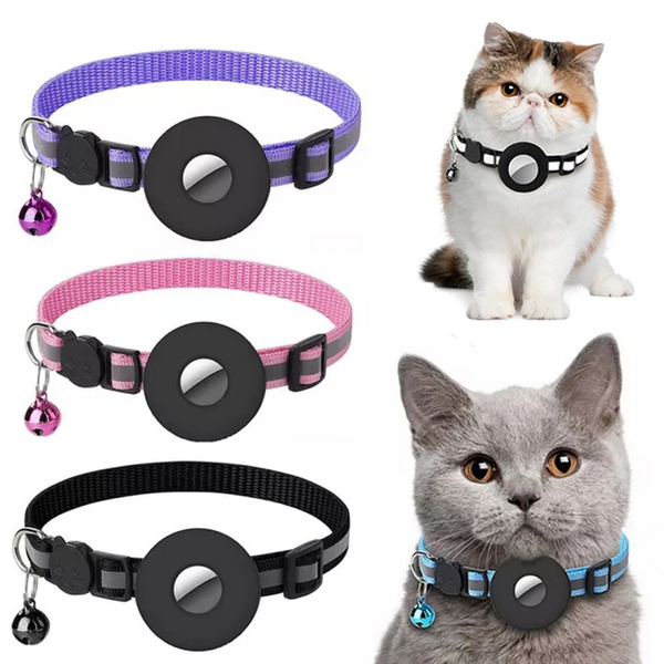 Reflective AirTag collar holder, front view