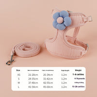 Harness vest size guide XS to L