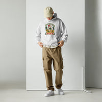 Heavy blend hoodie showing merry christmas ya filthy cat graphic, Ash, front view
