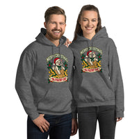 Heavy blend hoodie showing merry christmas ya filthy cat graphic, Graphite Heather, front view