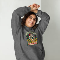 Heavy blend hoodie showing merry christmas ya filthy cat graphic, Graphite Heather, front view
