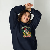 Heavy blend hoodie showing merry christmas ya filthy cat graphic, Navy, front view