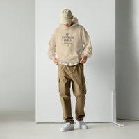 My favorite child has 4 legs hoodie graphic featuring a pet, printed on a sand hoodie, front view