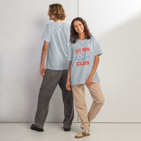 Cat mom oversized graphic featuring a cat, printed on an oversized light t-shirt, front view