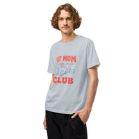 Cat mom oversized graphic featuring a cat, printed on an oversized light t-shirt, front view