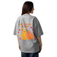Best friends forever graphic featuring a person and their dog, printed on an oversized heather t-shirt, front view