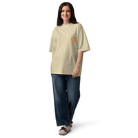 Best friends forever graphic featuring a person and their dog, printed on an oversized light t-shirt, front view