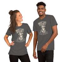 Unisex staple t-shirt showing best cat ever yeah that was me graphic, Asphalt, front view