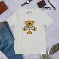 Professional pet servant graphic with a dog, printed on a athletic heather t-shirt, front view