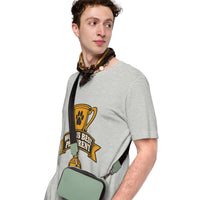 Professional pet servant graphic with a dog, printed on a athletic heather t-shirt, front view