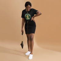 Unisex staple t-shirt showing adopted loved loud rescue dog graphic, Black Heather, front view