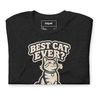 Unisex staple t-shirt showing best cat ever yeah that was me graphic, Black Heather, front view