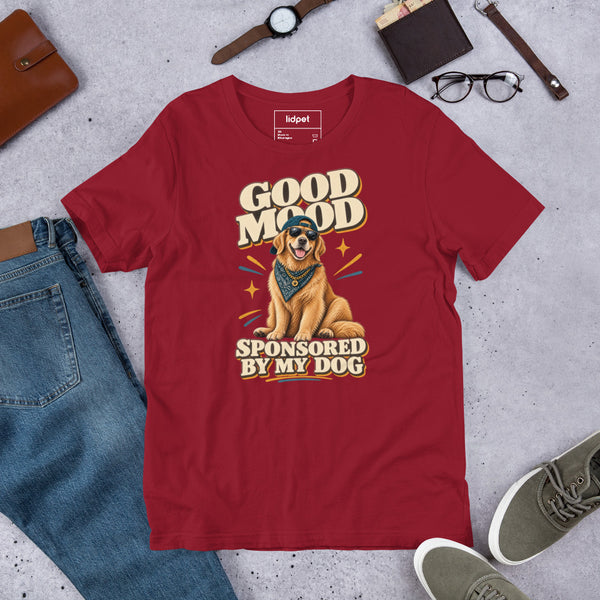 dog lover graphic printed on a cardinal t-shirt, front view