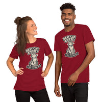 Unisex staple t-shirt showing best cat ever yeah that was me graphic, Cardinal, front view