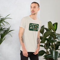 Unisex staple t-shirt showing 5 AM walk club graphic, Heather Dust, front view