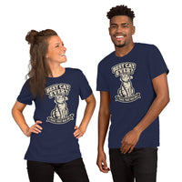 Unisex staple t-shirt showing best cat ever yeah that was me graphic, Navy, front view