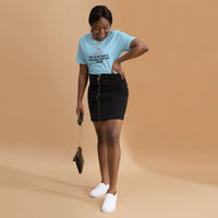 Emotional support human graphic featuring a dog and person, printed on a light t-shirt, front view
