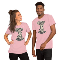 Unisex staple t-shirt showing best cat ever yeah that was me graphic, Pink, front view