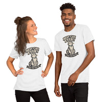 Unisex staple t-shirt showing best cat ever yeah that was me graphic, White, front view