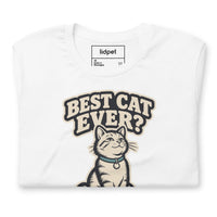 Unisex staple t-shirt showing best cat ever yeah that was me graphic, White, front view