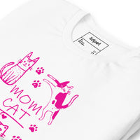 Retro neon Mow CatT cat graphic, printed on a white t-shirt, front view