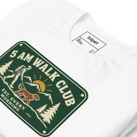 Unisex staple t-shirt showing 5 AM walk club graphic, White, front view
