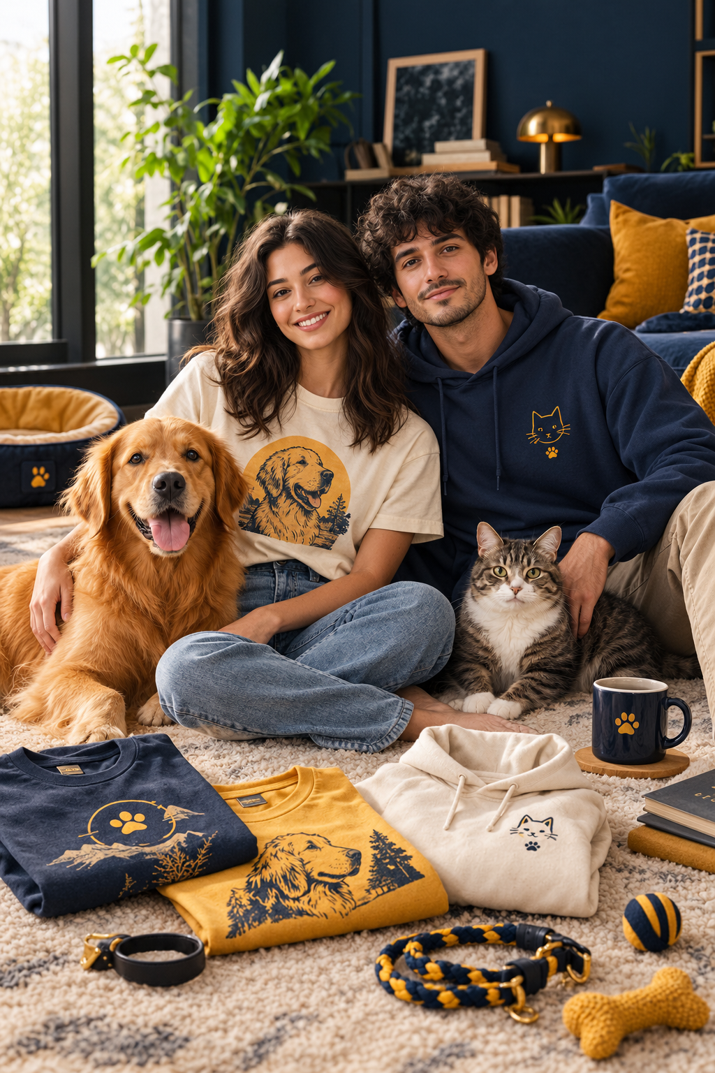 Dog mom wearing a cozy pet lover tee