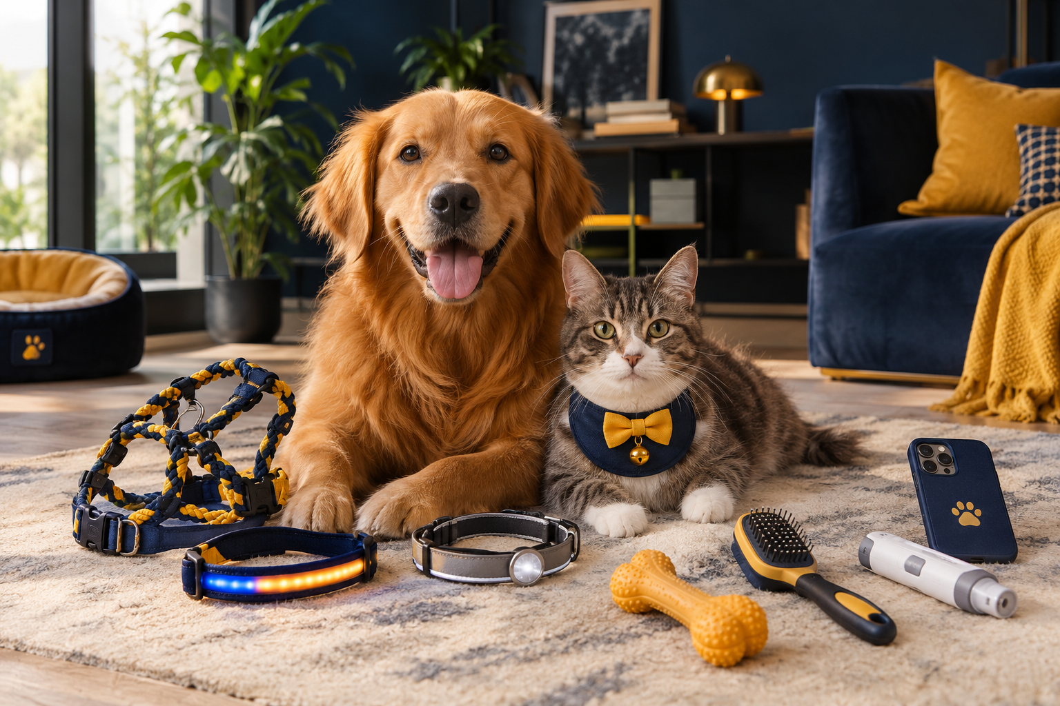 Collars, harnesses, toys, bowls and travel gear for dogs and cats
